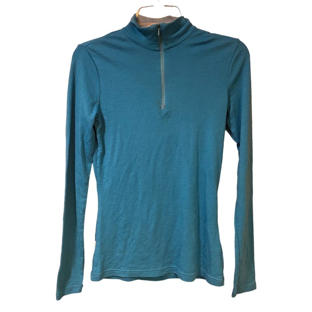 Icebreaker Merino Basics Women's XS Long Sleeve 1/4 Zip Teal Top